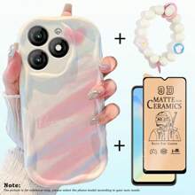 Für Infinix Smart 8 Bildschirmschutz, Keramikfilm, Weicher Film, farbige Creme Handyhülle, Creme Perlenarmband, Handyschlaufe, Smart 9, Smart 7, I Tel A50/A70, Smart 10