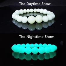 Loose Round Glow In The Dark Beads, Round Glass Beads, Luminous Solar Stones Beads, Round Glowing Beads With Hole For DIY Crafts Bracelets Jewelry Making Decoration - Blue Green - View 3