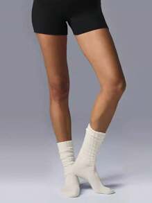 1 Pair Fashion Knee-High Socks, Versatile Sports Thickened Stacking Socks, Outdoor Sports Plush Terry Socks, Retro Yoga Sports Socks