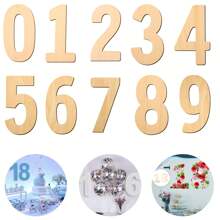 10pcs/Pack 29.5cm Arabic Numeral DIY Wooden Handicraft, Laser Engraved Wooden Number 0-9 Plates, Hanging Decor For Birthday, Wedding, Photo Backdrop Wall - Multicolor - View 8