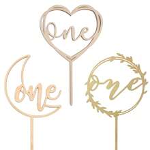 Decoración de tarta de madera para el 1er cumpleaños, decoración para tarta de primer cumpleaños, decoración de tarta de cumpleaños para fotomatón, aniversario de bodas (3 formas)