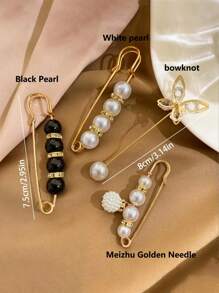 2pcs/4pcs Pearl Waist Snatchers, Pants Waist Shrinker, Skirt Waist Hooks, Waist Clips, Clothes Chest Pins - Multicolor - View 1