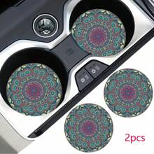 2 pièces Dessous de verre de voiture style bohème, tapis de voiture élégant à séchage rapide et antidérapant