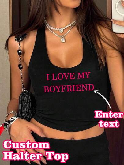 Customized Y2K Tank Top, Valentine's Day Gift For Girlfriend/Wife, Customize With Your Own Text, Back-To-School Season, Oktoberfest, Saudi National Day, Halloween, Meme/Name/Nickname/Slogan/Favorite Phrase For Personalized Print, Anniversary Gift, Valentine's Day, Christmas, Thanksgiving, New Year's Design, Logo, Business, Wedding Gift, Party, Birthday Present