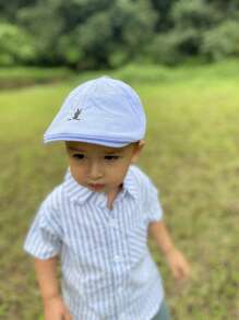 1PC Embroidered Beret Hats For Kids Boys Painter Caps With Adjustable Band Floral Art Hat For Toddler Parties School Play Costume Accessories - Blue - View 3