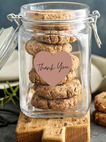 （500 张/卷）心形波西米亚风感谢贴纸卷，感谢心形贴纸适合小型企业，自粘式简约优雅密封贴纸标签，适用于信封、派对礼物、装饰贴纸