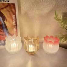 1 件优质郁金香玻璃烛台、香薰蜡烛杯、婚礼装饰花饰、家居软装饰 - 彩色 - 查看 3