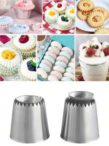 2PCS/4PCSLarge Piping Tips Set Giant Grade Stainless Steel Decorating Nozzles For Cookies Cake And Icing Extra Large Writing And Ruffle Tips Baking Supplies Kit For Pastry Cupcakes Decoration - Romiya Cake Mouth - View 2