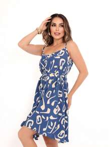 MEMORY New Strappy Dress Charming Geometry | Polyester - Dusty Blue - View 2