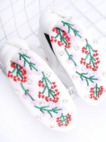 1pc Spring/Summer Floral Print Casual Rhinestone Decor Hair Hoop Headband