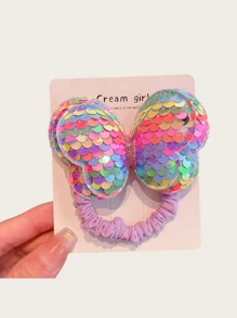 1 Pc Sequin Butterfly Elastic Hair Tie, Children Hair Scrunchies Non-Damaging For Ponytail, Girls Hair Bands Hairlips, Daily Use Hair Accessories, No Cardboard