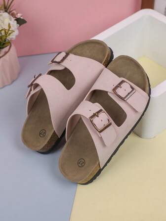 1 paio di ciabatte casual estive da uomo, con parte superiore in sughero e PU, con punta tonda e suola antiscivolo, adatte per l'estate