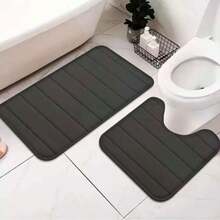 1pc Solid Color Simple Soft Memory Foam Sponge Absorbent & Non-Slip Bathroom Mat, Toilet Mat Christmas Decor Kitchen Rug - Multicolor - View 8