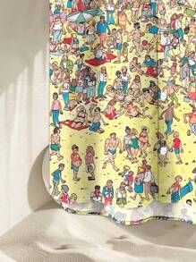 Camisa casual de manga corta con estampado de tiburón para hombres, ideal para el verano y las vacaciones en la playa