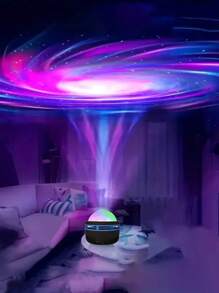 1 pieza Luz de proyección de aurora giratoria LED, con patrones multicolor y control remoto, proyector de estrellas y galaxia, luz nocturna para dormitorio, proyector de ondas, proyector de estrellas, para teatro en casa, campamento, decoración de boda, luz nocturna romántica