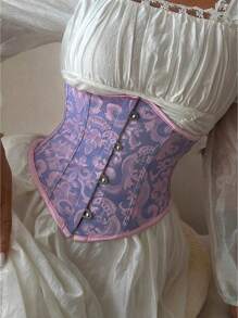 1pc Women's Jacquard Waist Trainer Cincher, Tight Shaping Corset Women Corset Belt For Dress,Waist Trainer Waist-Shaping For Waist Slimming And Tummy Control Halloween Costume