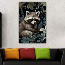 1 Piece Home Wall Decor Framed Canvas Raccoon Animals Pattern Canvas Wall Art Paintings For Living Room - Canvas Framed Print Wall Artworks Bedroom Decoration Office Wall Decor
