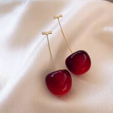 1 par de brincos de frutas vermelhas de cereja para mulheres, Design doce, versátil, pessoal e fashion para uso cotidiano