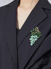 Spilla alla moda con strass a forma di uva per donne, spilla a forma di pianta, accessorio per abiti e vestiti, ideale come regalo per feste e banchetti