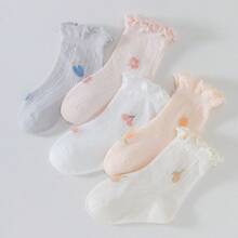 4 Pairs Mixed Baby Cotton Breathable Mesh Short Socks, Girls&Boys Summer Thin Lace Trim Ankle Socks