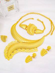 5pcs/Set Dubai Necklace Earrings Big Pendant Jewelry Set For Women 24K Gold Plated Nigeria African Bridal Wedding Party Jewellery Gifts