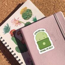 2张Smiski贴纸！“压力山大，努力做到最好”，适用于子弹日记本、计划本、笔记本电脑、水瓶、手机壳、装饰品 - 彩色 - 查看 3