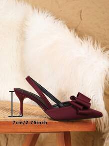 时尚百搭尖头低帮高跟鞋，时尚职业女鞋，优雅女士时尚一脚蹬高跟鞋 - 酒紅色 - 查看 6