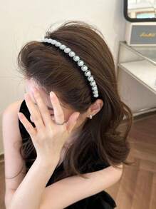 5 piezas Diadema de mujer con perlas falsas y rhinestones, diadema versátil y de alta moda para uso al aire libre, accesorios para el cabello, diadema, accesorios para la cabeza - Multicolor - Ver 2