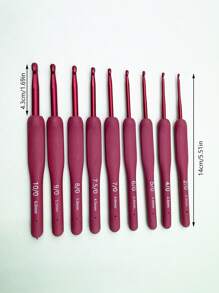 9 件套钩针套装，柔软的红色手柄，鲜艳的色彩 - 适合初学者和专业编织爱好者，非常适合 DIY 工艺品，耐用的编织针尺寸为 2.0 毫米 - 6.0 毫米，是送给母亲或妻子的绝佳礼物 - 酒紅色 - 查看 7