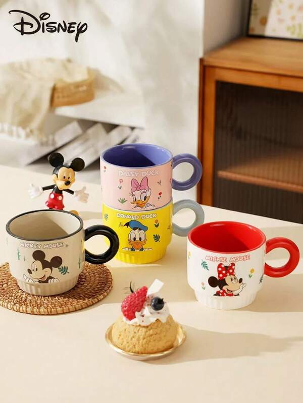 Disney 1PC Disney Cartoon Image Ceramic Cup 330ml, Mickey Mouse Milk Cup, Highly Attractive Coffee Cup, Household Creative Water Cup, Stacking Cup, Suitable For Holiday Gifts, Birthday Gifts, Party Gifts, Housewarming Gifts, Graduation Season Gifts, Valentine's Day Gifts