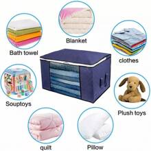 4Pcs Large Capacity Storage Bags Zipped Organizer, Dustproof & Moistureproof, Underbed Wardrobe Cube Closet Boxes Home Organization Solution Clothes Storage Bags - Grey - View 10