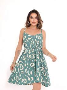 MEMORY New Strappy Dress Charming Geometry | Polyester - Mint Green - View 2