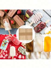 50/100 支冰淇淋棒冰棒棒 DIY 手工制作材料模型冰淇淋棒木块木棍，简易冰棒棒冰棒 - 彩色 - 查看 6