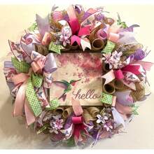 Hummingbird Wreath, Hummingbird Welcome Wreath, Welcome Wreath, Spring Wreath, Summer Wreath, Mother's Day Gift, Spring/Summer Door Wreath