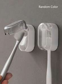 Soporte para cepillo de dientes montado en la pared con cubierta antipolvo, organizador de almacenamiento impermeable para cepillo de dientes y accesorios de baño (color aleatorio) Decoración de otoño sin taladrar para el baño del hogar