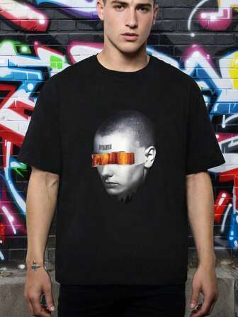 男士时尚落肩短袖 T 恤，简约休闲，适合日常穿着