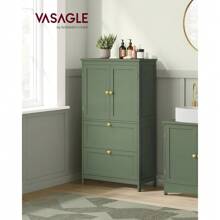 VASAGLE Bathroom Floor Storage Cabinet, Bathroom Storage Unit, Freestanding Cabinet With 2 Drawers And 2 Doors, Adjustable Shelf, 11.8 X 23.6 X 43.3 Inches, White UBBC551P31