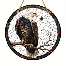 Adler Fensterdekoration - 20 x 20 cm Akryl Glasmalerei Fensteraufhänger, Weißkopfseeadler Design für Heim- und Gartendekoration, perfekt für Schlafzimmer, Terrasse und Wandkunst - ideales Geschenk zu Einzug oder Weihnachten