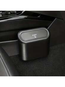 1pc Car Trash Can With Lid & Side Door Hanging Design, Including A Garbage Bag
