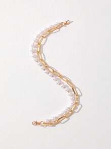 1pc Women's Fashionable Faux Pearl Hat Chain, Elegant Faux Pearl Hat Jewelry Accessory - Multicolor - View 5