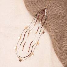 1pc New Bohemian Beaded Necklace, 3-Layer Handmade Woven Women Necklace For Daily Wear - Multicolor - View 12