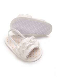 1 双女童粉色松紧带夏季凉鞋，室内学步鞋 - 白色 - 查看 2