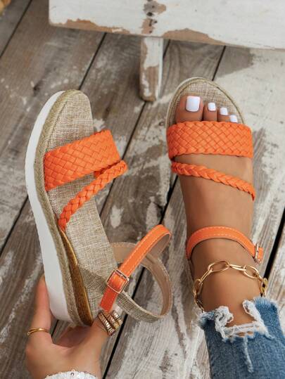 WRCVS White Women's Sandals With Straps, Summer Wedge Thick Bottom Rope Sole Vacation Bohemian Style Increased Height Outdoor Wedge Sandals