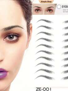 1pc Waterproof 3D Eyebrow Sticker - , Skin-Friendly, Body Makeup, Tattoo Sticker