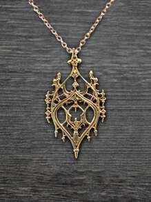 Collier pendentif vintage gothique cœur creux château, collier minimaliste à la mode pour femmes, cadeau de fête