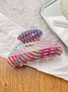 1个复古花卉条纹发爪夹，优雅醋酸纤维印花发夹，适用于丸子头、盘发和半扎发造型，发夹，发卡，发夹，发饰，发夹，发卡，发饰夹，秋冬季女士度假装扮发饰，夏季花朵发夹 - 彩色 - 查看 8