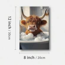 1Pc Highland Cow Wall Decor Cute Funny Animal Bathing Abstract  Canvas Wall Art For Living Room Wall Decor For Bedroom Bathroom Framed Wall Poster Art Prints  Pictures Home Decorations - 彩色 - 查看 9