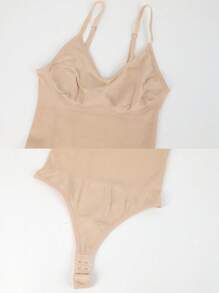 Women Shaping Thong Bodysuit Tummy Control Slimming Body Shaper Jumpsuit Shapewear Waist Trainer Tops - Beige - View 7