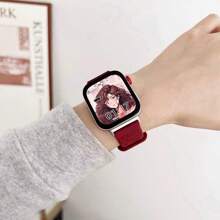 1pc Women Rose Flower Pattern Silicone Smart Watch Band, Compatible With Huawei Watch Fit/Fit2/Fit3, Convenient To Use, Adjustable Length, Suitable For Female Smart Watch/Band Replacement