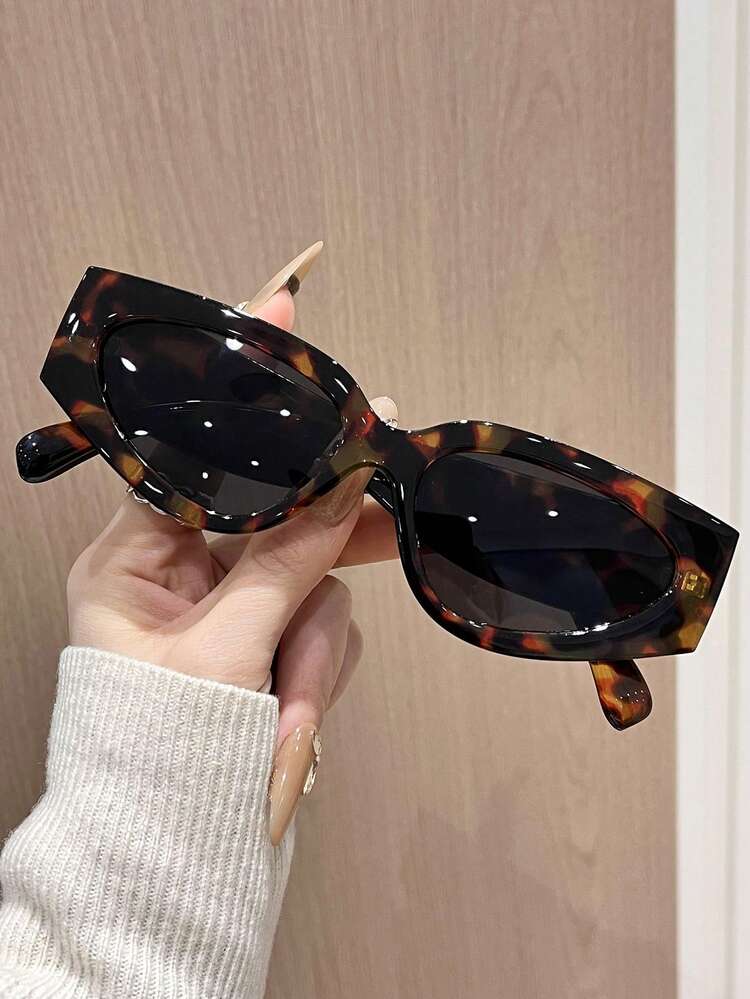 1 件几何塑料个性化未来派经典猫步风格精致女士时尚眼镜，适合驾驶日常生活街拍热带海滩度假户外休闲活动配件 - 彩色 - 查看 13